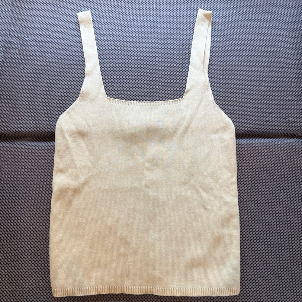 Zara Yellow Square-Neck Knit Tank Top